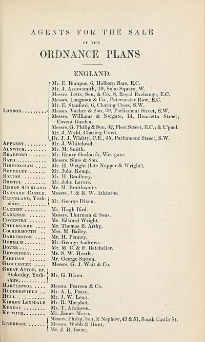 (445) Agents for the sale of the Ordnance plans -