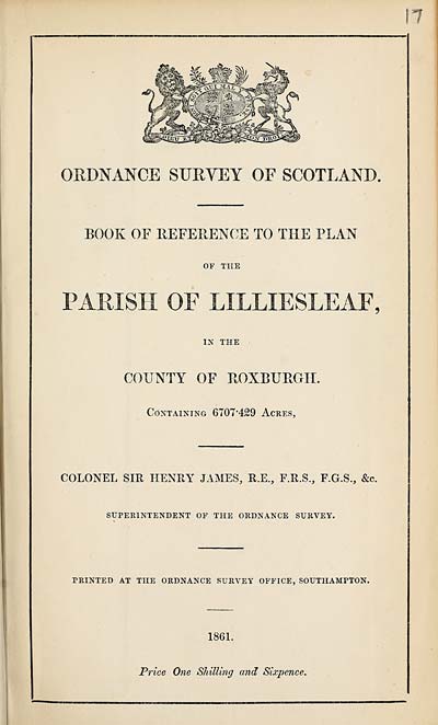 (465) 1861 - Lilliesleaf, County of Roxburgh