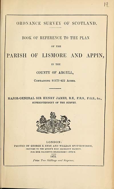 (523) 1872 - Lismore and Appin, County of Argyll