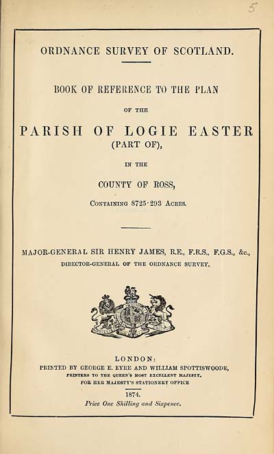 (103) 1874 - Logie Easter (Part of), County of Ross