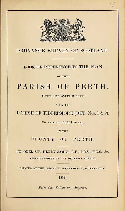 (427) 1863 - Perth, also Tibbermore (Det. Nos 1 & 2), County of Perth