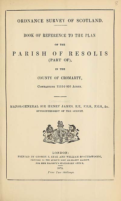 (191) 1873 - Resolis (Part of), County of Cromarty