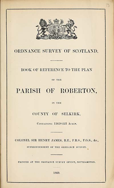 (293) 1860 - Roberton, County of Selkirk