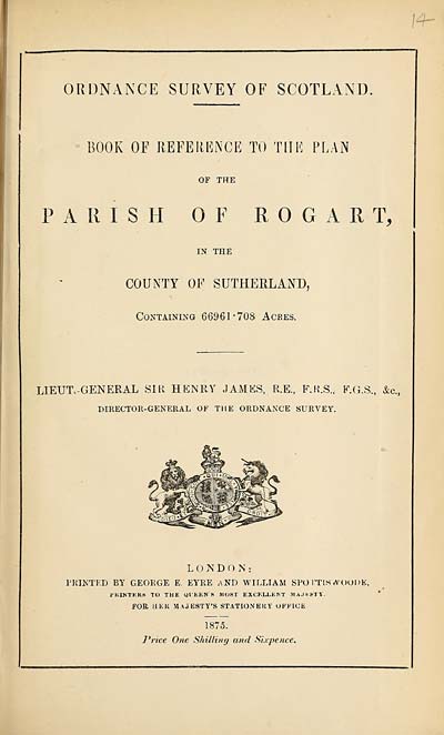 (315) 1873 - Rogart, County of Sutherland