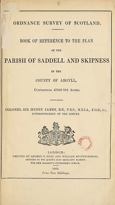 (7) 1868 - Saddell and Skipness, County of Argyll