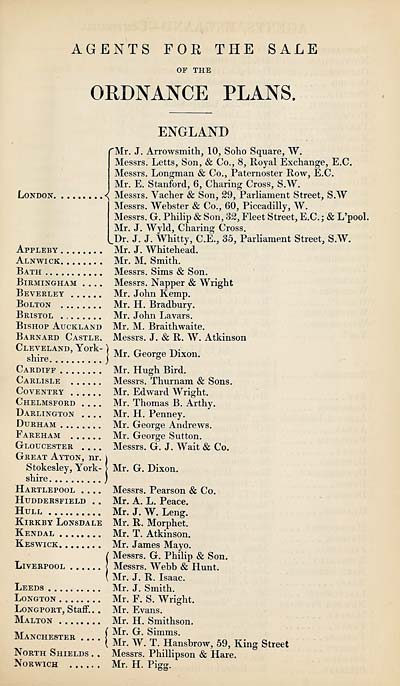 (177) Agents for the sale of the Ordnance plans - 