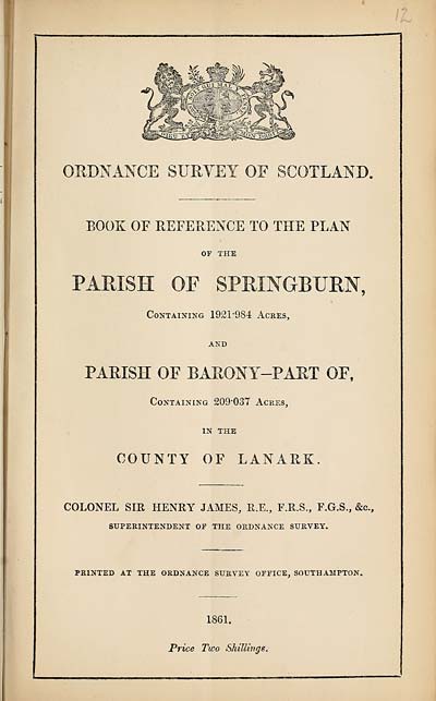(257) 1861 - Springburn, Parish of Barony (Part of), County of Lanark