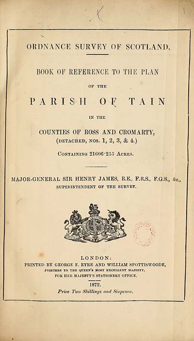 (7) 1872 - Tain, Counties of Ross and Cromarty