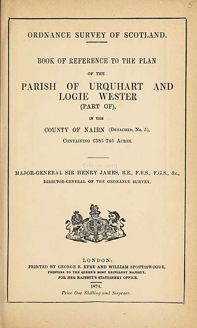 (113) 1874 - Urquhart and Logie Wester (Part of), County of Nairn