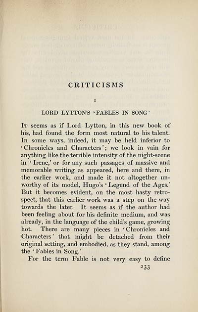 (251) Page 233 - 1. Lord Lytton's 'Fables in song'