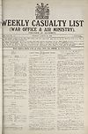 Thumbnail of file (1) War Office daily list of July 29th (No. 5630) in five parts