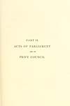 Thumbnail of file (275) Divisional title page - Part 2. Acts of Parliament and the Privy Council