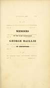 Thumbnail of file (19) Half title page - Memoirs of the Right Honourable George Baillie of Jerviswood