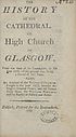 Thumbnail for 'History of the Cathedral, or High Church of Glasgow'