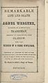 Thumbnail for 'Remarkable life and death of Agnes Webster'