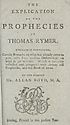 Thumbnail for 'Explication of the prophecies of Thomas Rymer'