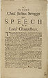 Thumbnail for 'Lord Chief Justice Scroggs his speech to the Lord Chancellour'