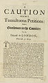 Thumbnail for 'Caution against tumultuous petitions: from a gentleman in the countrey, to his friend in London, Decemb. 30. 1679'
