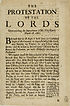 Thumbnail for 'Protestation of the Lords upon rejecting the impeachment of Mr. Fitz-Harris. March 28. 1681'