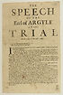 Thumbnail for 'Speech of the Earl of Argyle at his trial on the 12th. of December 1681'