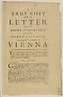 Thumbnail for 'True copy of a letter from Count Starembergh, to the Duke of Lorraine, concerning the present condition of Vienna'
