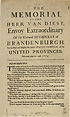 Thumbnail for 'Memorial of the Heer Van Diest, envoy extraordinary of His electoral Highness of Brandenburgh. To the high and mighty the Lords States General of the United Provinces: delivered May the 29th. 1864 [sic]'