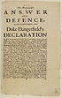 Thumbnail for 'Mr. Dangerfield's ansvver and defence, against a scurilous pamphlet, called Duke Dangerfield's declaration'