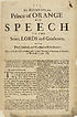 Thumbnail for 'His Highness the Prince of Orange his speech to the Scots, Lords and gentlemen'