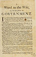 Thumbnail for 'Word to the wise, for setling the government'