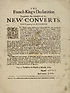 Thumbnail for 'French King's declaration to prevent the assemblies of the nevv converts, in the provinces of his kingdom'