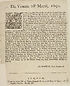 Thumbnail for 'Die Veneris 28⁰ Martij, 1690. Upon reading this day in the House the several lists delivered in by the sheriffs of London and Middlesex, the bayliff of the borough of Southwark, the marshal of the Marshalsea, and the steward of Westminster, and their officers to whom it did belong, pursuant to an order of the twenty fourth instant, of the protections entred in their offices, in the names of any Peers, or Members of this House, and to whom they were granted'