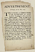 Thumbnail for 'Advertisement. Edinburgh, 20th of May 1696'