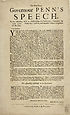 Thumbnail for 'His Excellency, Governour Penn's speech, to the Assembly, held at Philadelphia in Pensilvania; September the 15th. 1701'