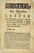 Thumbnail for 'Her Majesties most gracious letter to the Parliament, in answer to the address from the Parliament, in relation to the Company Trading to Affrica [sic] and the Indies, and concerning the union with England'