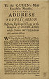 Thumbnail for 'To the Queen's Most Excellent Majestie, the humble address and supplication of the suffering Episcopal clergy in the kingdom of Scotland, whose names and designations are underwritten'