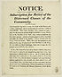 Thumbnail for 'Notice. Subscription for relief of the distressed classes of the community'