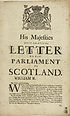 Thumbnail for 'His Majesties most gracious letter to the Parliament of Scotland'