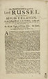 Thumbnail for 'Proceedings against the Lord Russel, upon his tryal for high-treason, at the Sessions-House in the Old-Baily, on the 13th. of this instant July, for conspiring against the life of the King, to levy war and rebellion, &c'