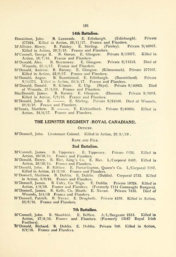 (185) Page 181 - Leinster Regiment (Royal Canadians)