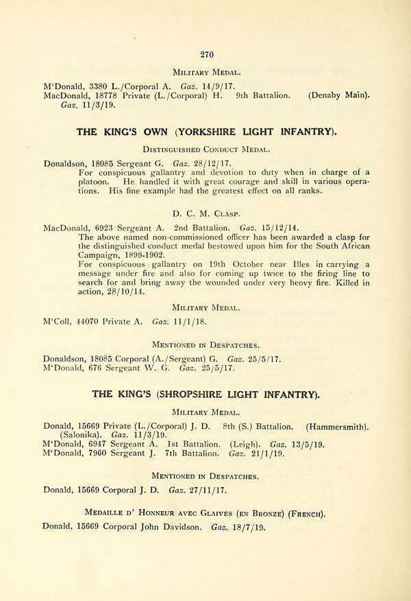 (274) Page 270 - King's Own (Yorkshire Light Infantry) -- King's (Shropshire Light Infantry)