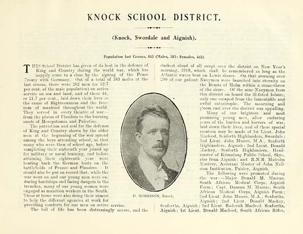 (49) Photograph - Knock School District -- Knock, Swordale and Aignish