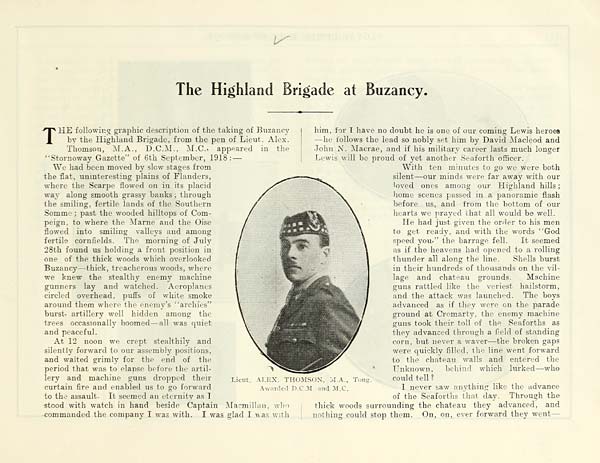 (129) Photograph - Highland Brigade at Buzancy