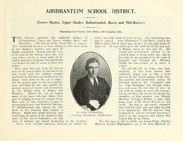 (191) Photograph - Airidhantuim School District -- Lower Shader, Upper Shader, Ballantrushal, Borve and Mid-Borve