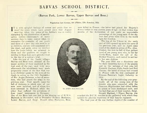 (201) Photograph - Barvas School District -- Barvas Park, Lower Barvas, Upper Barvas and Brue