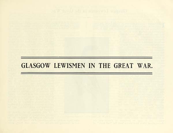 (321) Divisional title page - GLASGOW LEWISMEN IN THE GREAT WAR