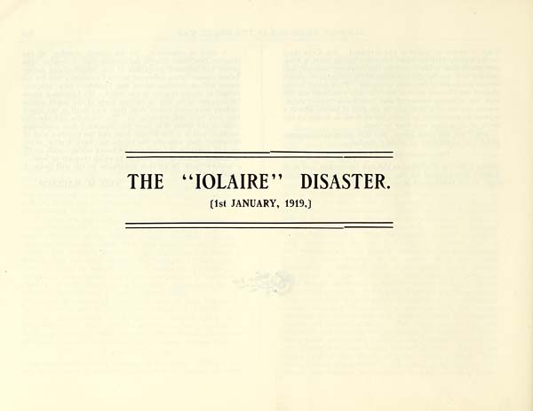 (330) Divisonal title page - IOLAIRE DISASTER (1ST JANUARY, 1919)