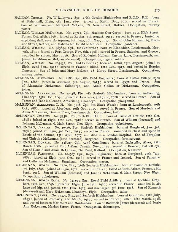 (343) Page 315 - Places > Morayshire roll of honour - Rolls of honour ...