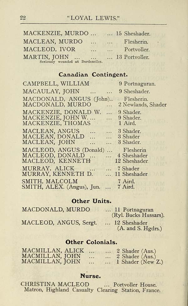 (28) Page 22 - Canadian contingent -- Other units -- Other colonials -- Nurse