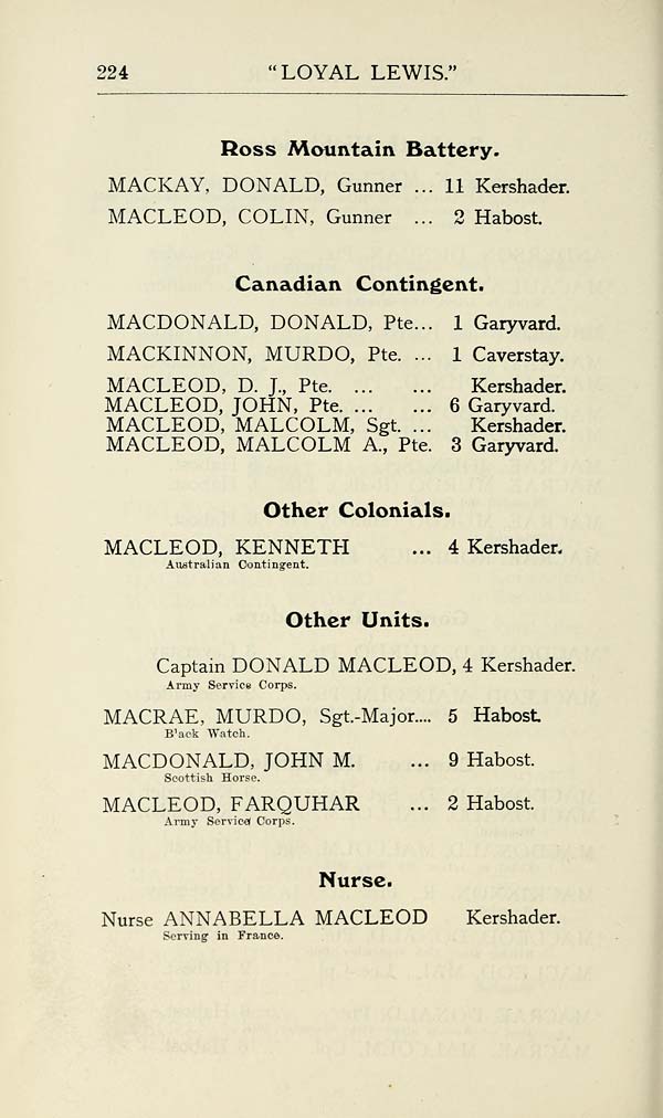 (230) Page 224 - Ross Mountain Battery -- Canadian contingent --Other colonials --Other units -- Nurse