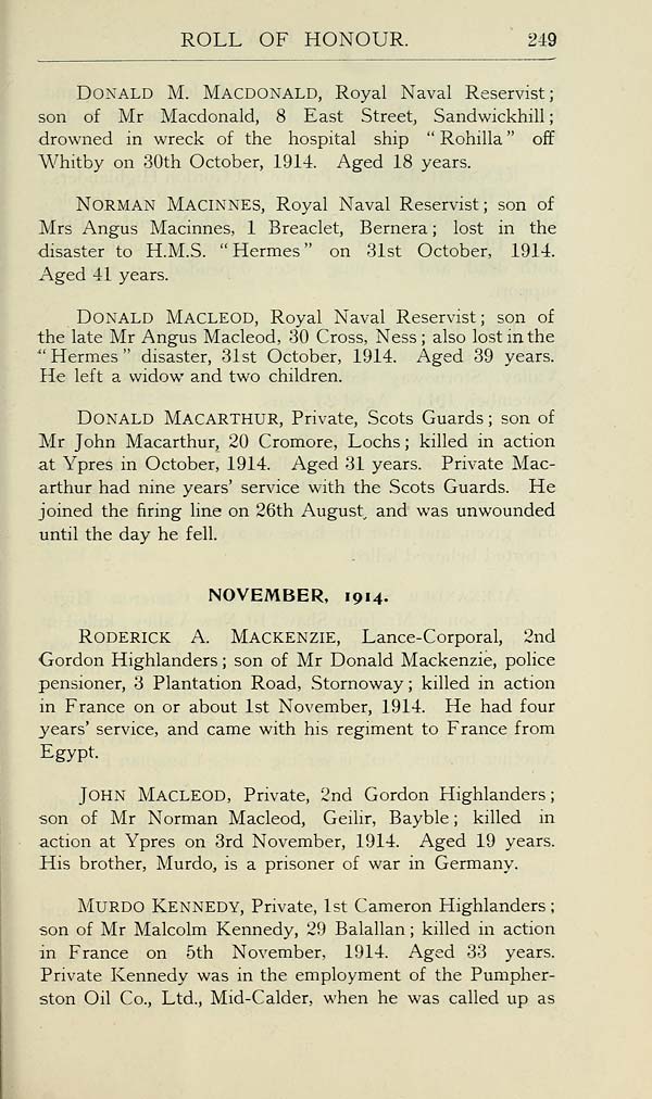 (255) Page 249 - November 1914